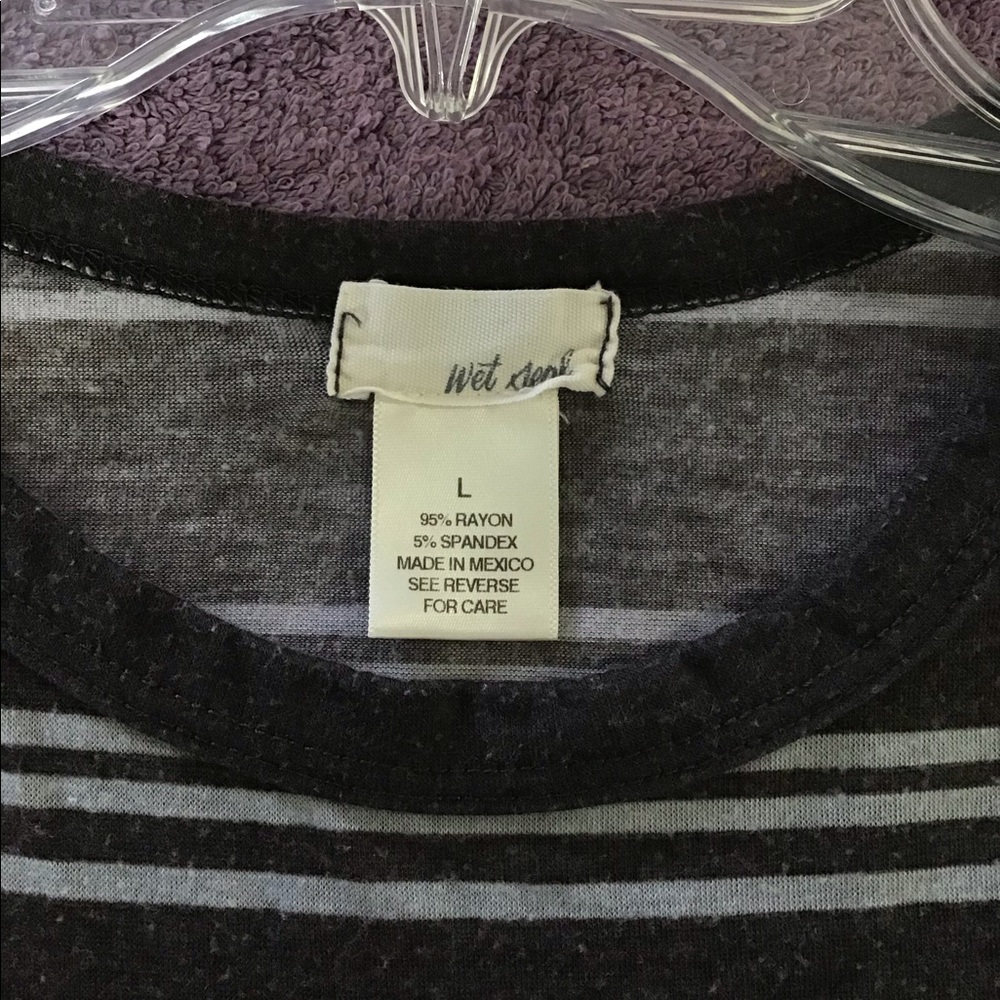 Wet Seal Striped Cropped Shirt |L| - Picture 2 of 2